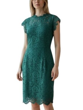 Miusol Elegant Green Lace Sheath Dress Cap Sleeve Cocktail Dress Sz M